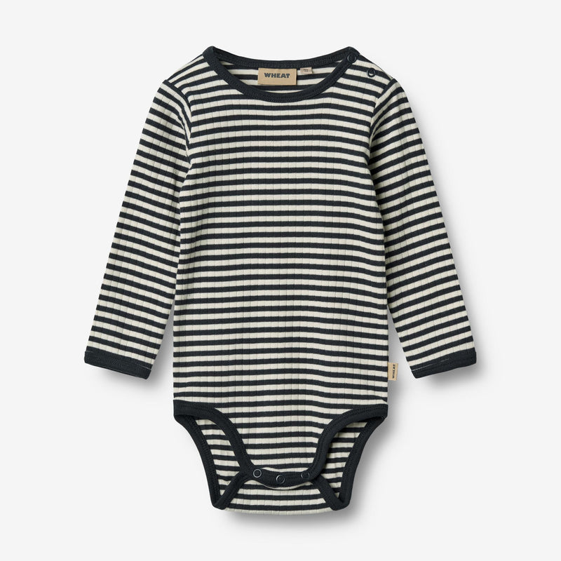 Wheat Main Body Langarm Berti Underwear/Bodies 9432 navy rib stripe