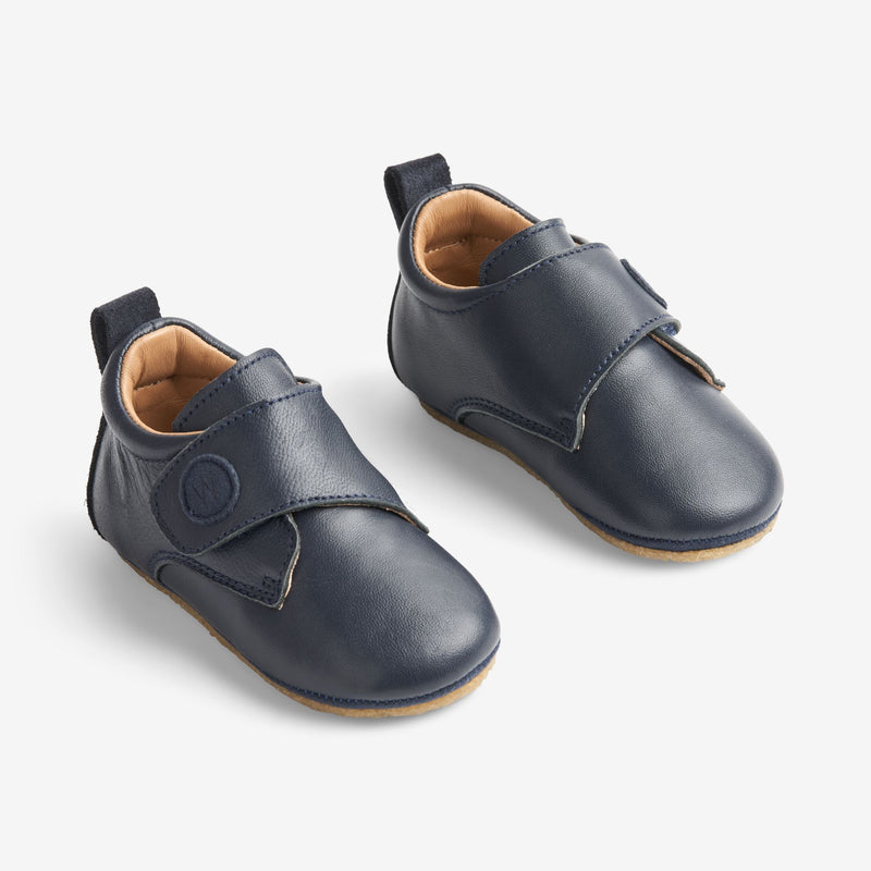 Wheat Footwear Dakota Leder Hausschuh | Baby Indoor Shoes 1432 navy