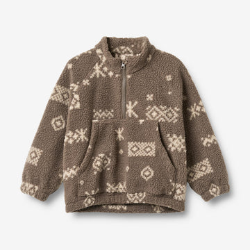Wheat Outerwear Fleece-Anorak Mond Sweatshirt 9679 dry wood jacquard
