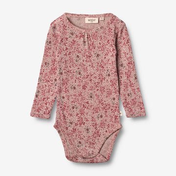 Wheat Wool  Geraffter Langarmbody aus Wolle | Baby Underwear/Bodies 2392 cherry flowers