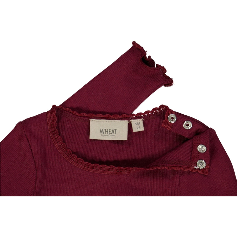 Wheat Main Geripptes Langarmshirt Jersey Tops and T-Shirts 2390 red plum