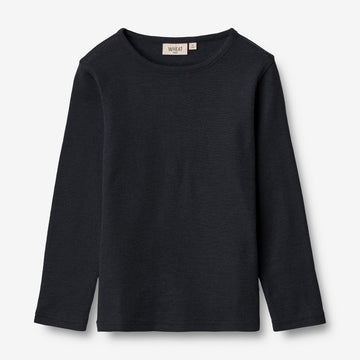 Wheat Wool  Gestreiftes Langarm-Shirt aus Merinowolle Jersey Tops and T-Shirts 1432 navy