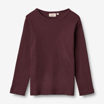 Wheat Wool  Gestreiftes Langarm-Shirt aus Merinowolle Jersey Tops and T-Shirts 2118 aubergine