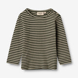 Wheat Wool Gestreiftes Langarm-Shirt aus Merinowolle Jersey Tops and T-Shirts 4142 green stripe