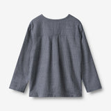 Wheat Main Hemd L/S Bjørk Shirt 1312 greyblue slub stripe