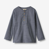 Wheat Main Hemd L/S Bjørk Shirt 1312 greyblue slub stripe