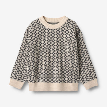Wheat Main Jacquard-Pullover Elias Knitted Tops 9574 warm sand melange