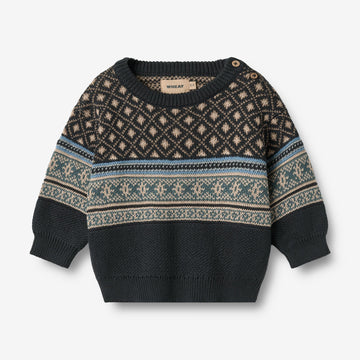 Wheat Main Jacquard-Pullover Julius Pullover 1432 navy