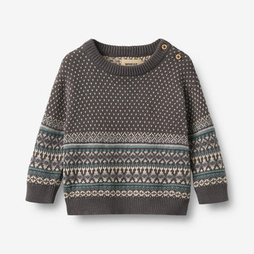 Wheat Main Jacquard-Pullover Julius Pullover 9619 dark charcoal