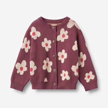 Wheat Main Jacquard-Strickjacke Alvilda Cardigan 3118 eggplant
