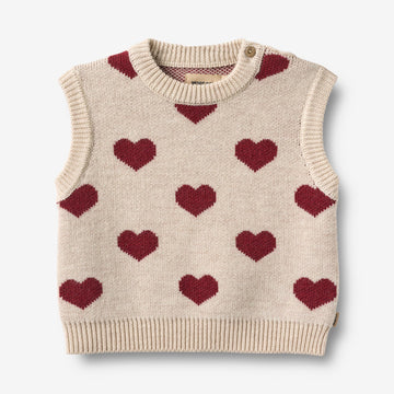 Wheat Main Jacquard Gestrickte Weste Gaby Knitted Tops 9562 offwhite melange