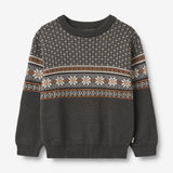 Wheat Main Jacquard Pullover Elias Knitted Tops 1180 raven