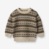 Wheat Main  Jacquard Pullover Elias | Baby Knitted Tops 9402 multi blue