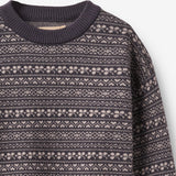 Wheat Main Jacquard Pullover Elias Pullover 9742 grey plum
