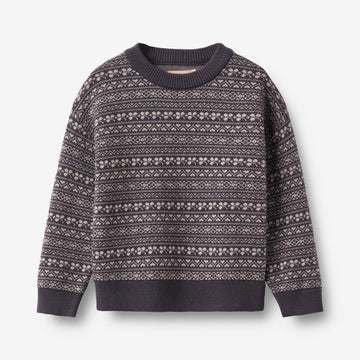 Wheat Main Jacquard Pullover Elias Pullover 9742 grey plum