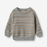 Wheat Main Jacquard Pullover Harlow Pullover 9783 slightly blue stripe
