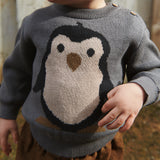 Wheat Main  Jacquard Pullover Pinguin | Baby Knitted Tops 1525 autumn sky