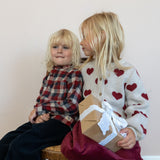 Wheat Main Jacquard Strick-Cardigan Herz Knitted Tops 9562 offwhite melange