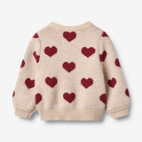 Wheat Main Jacquard Strick-Cardigan Herz Knitted Tops 9562 offwhite melange
