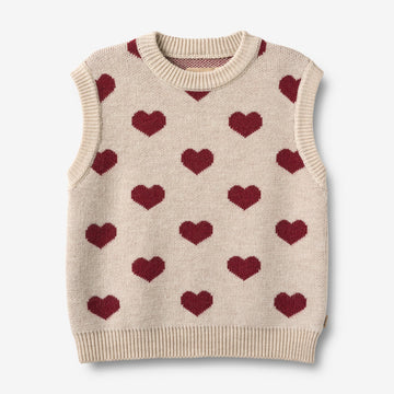 Wheat Main Jacquard Strick Vest Gaby Knitted Tops 9562 offwhite melange