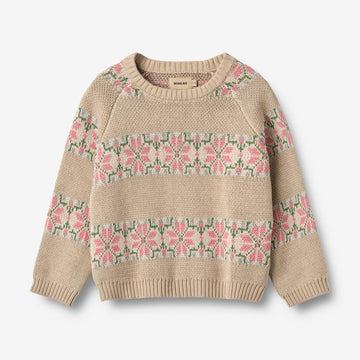 Wheat Main Jacquard-Pullover Alberte Knitted Tops 3354 warm sand