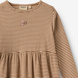 Wheat Main Jersey-Kleid L/S Stickerei Sessa Dress 3017 warm hazel stripe