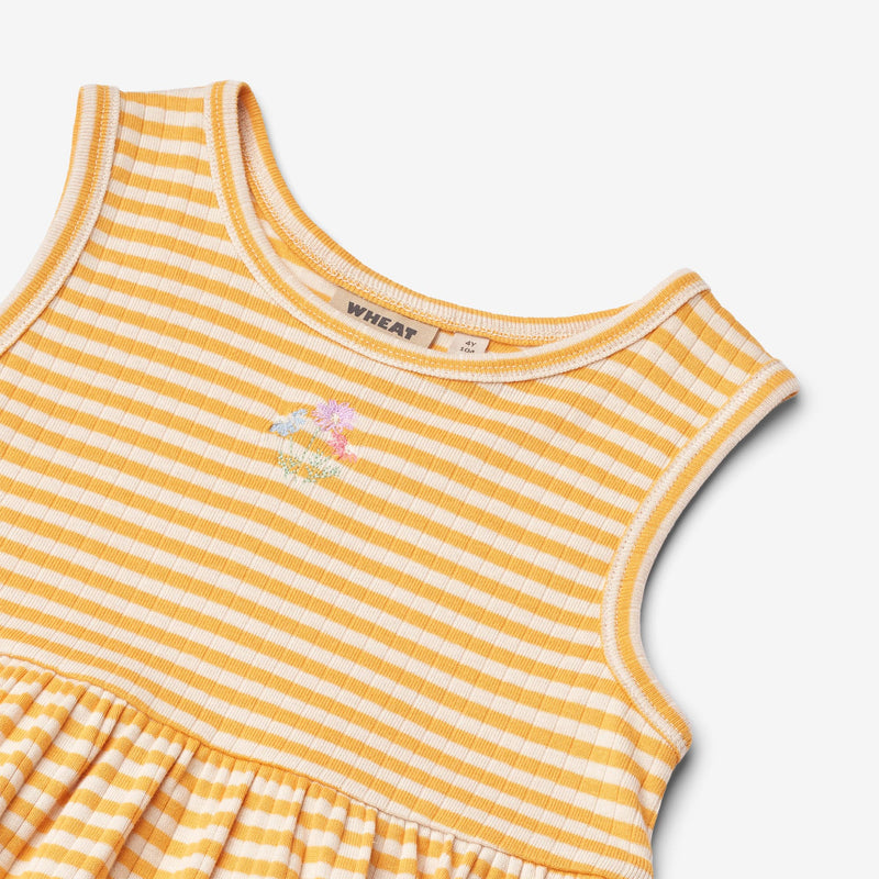 Wheat Main Jersey Kleid Stickerei Martha Dress 9449 yellow rib stripe