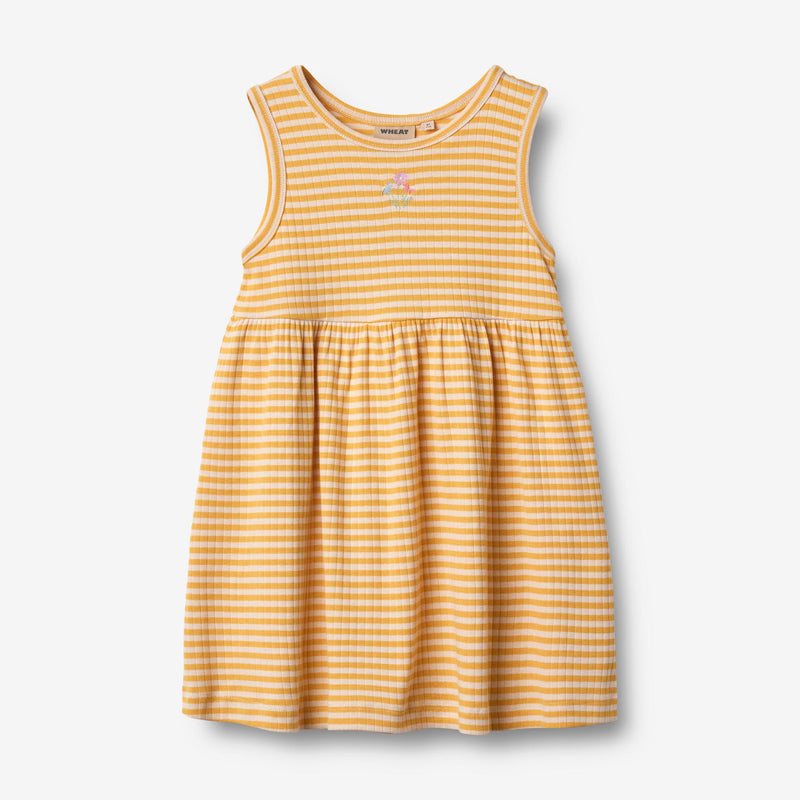 Wheat Main Jersey Kleid Stickerei Martha Dress 9449 yellow rib stripe