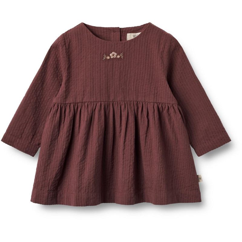 Wheat Main  Kleid Gunvor mit Stickerei | Baby Dresses 2118 aubergine