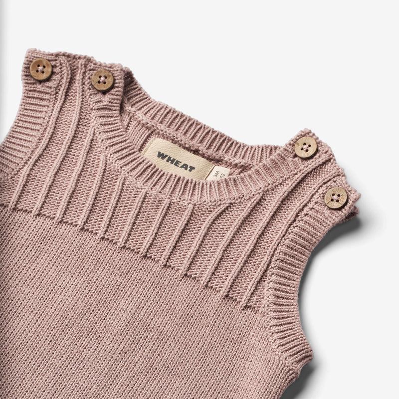 Wheat Main Knit Romper Vigge | Baby Suit 1135 dry rose