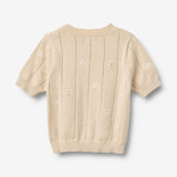 Wheat Main Gestricktes Oberteil S/S Malvina Top 9731 sandshell white flowers