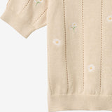 Wheat Main Gestricktes Oberteil S/S Malvina Top 9731 sandshell white flowers