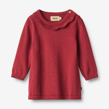 Wheat Main Knit dress L/S Nannie Dress 9697 red cherry