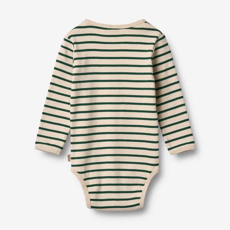 Wheat Main Körper L/S Berti Body 4142 green stripe