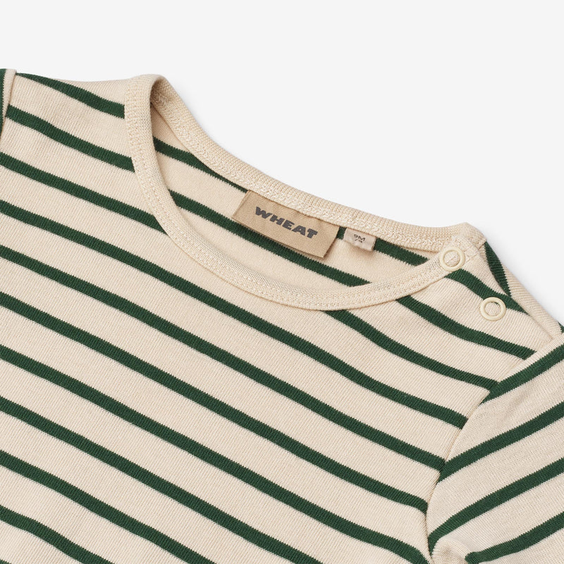 Wheat Main Körper L/S Berti Body 4142 green stripe