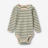 Wheat Main Körper L/S Berti Body 4142 green stripe