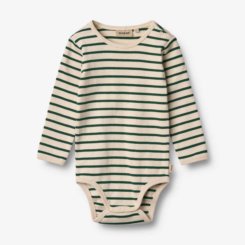 Wheat Main Körper L/S Berti Body 4142 green stripe