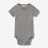Wheat Main Kurzarm Babybody Edvald Body 9432 navy rib stripe