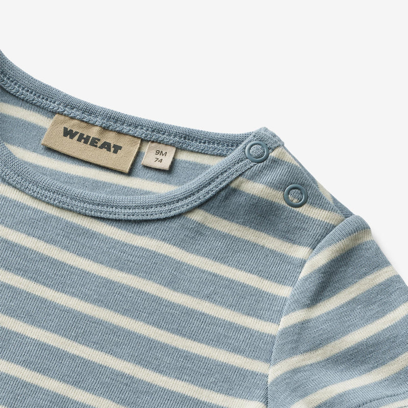 Wheat Main Kurzarm Body Edvald | Baby Underwear/Bodies 1009 ashley blue stripe