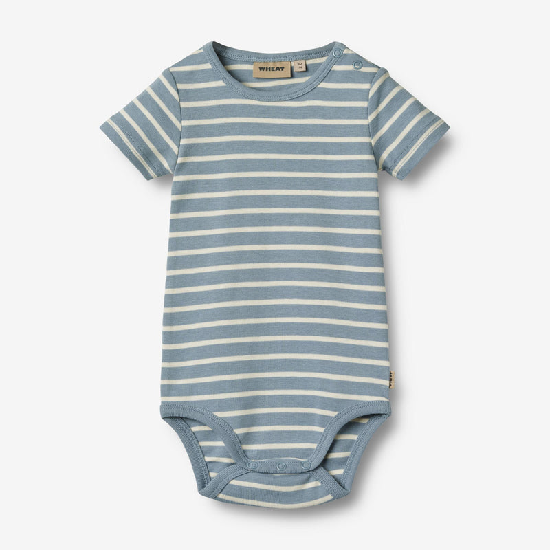 Wheat Main Kurzarm Body Edvald | Baby Underwear/Bodies 1009 ashley blue stripe