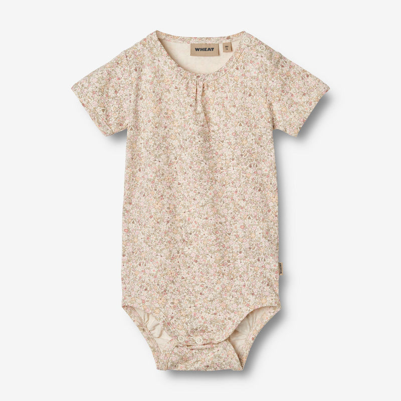 Wheat Main Kurzarm Body aus Linette | Baby Underwear/Bodies 1250 cream flower meadow