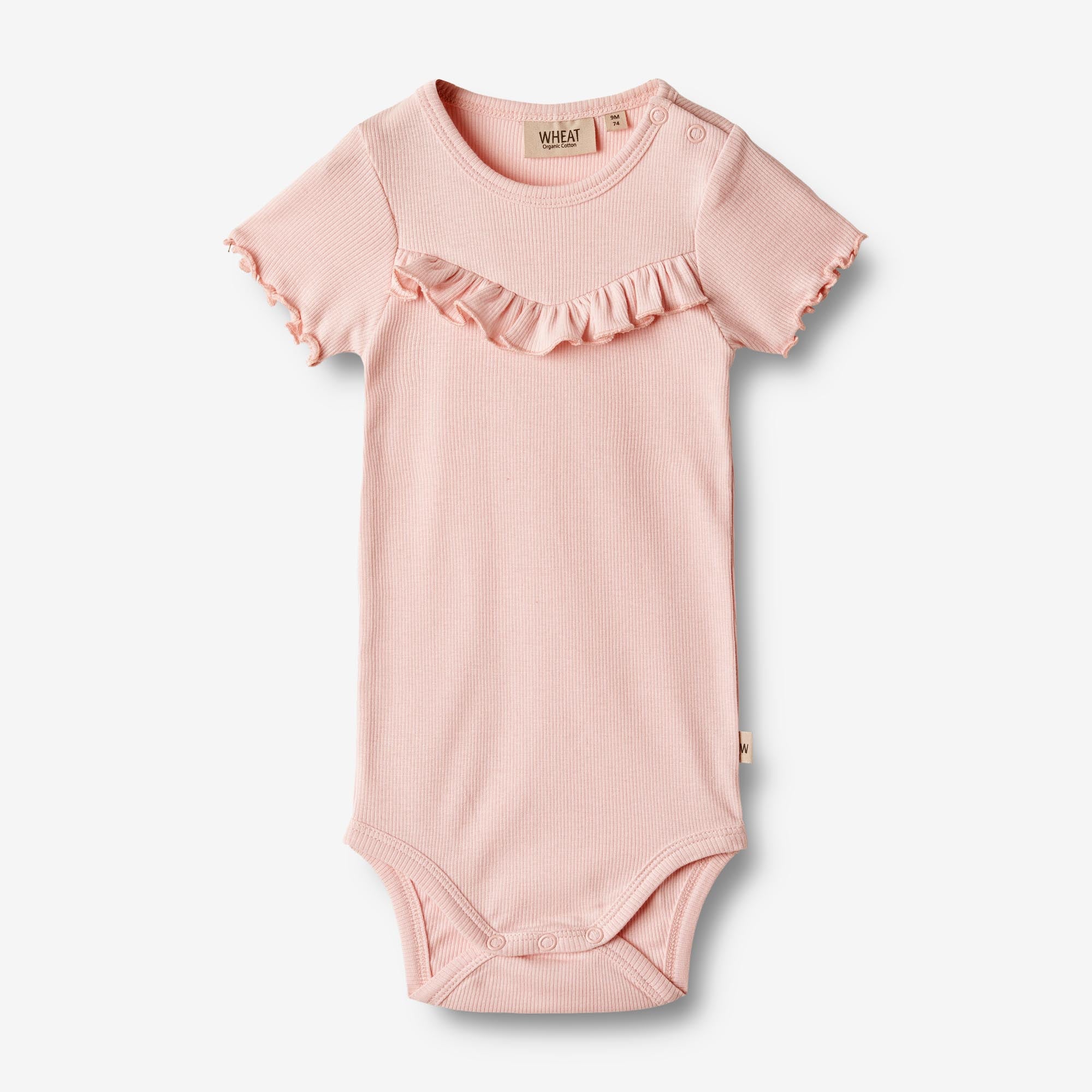 Kurzarm Rippen Body mit Rüsche Edith - rose ballet – Wheat.de