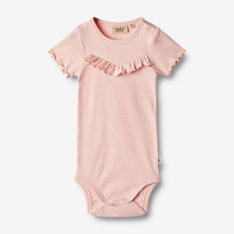 Wheat Main  Kurzarm Rippen Body mit Rüsche Edith Underwear/Bodies 2281 rose ballet