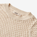 Wheat Main  Kurzärmliges Stickoberteil Alva Knitted Tops 3336 sandshell