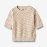 Wheat Main  Kurzärmliges Stickoberteil Alva Knitted Tops 3336 sandshell