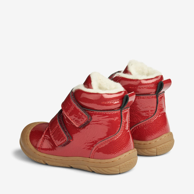 Wheat Footwear Lackleder-Lauflern-Stiefel Snugga Wolle | Baby Prewalkers 2072 red