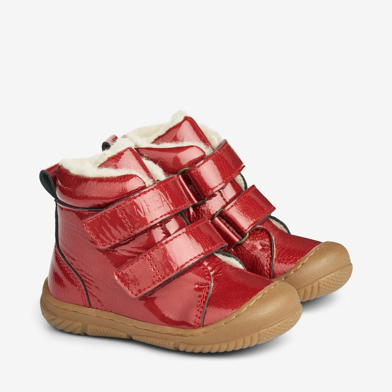 Wheat Footwear Lackleder-Lauflern-Stiefel Snugga Wolle Prewalkers 2072 red