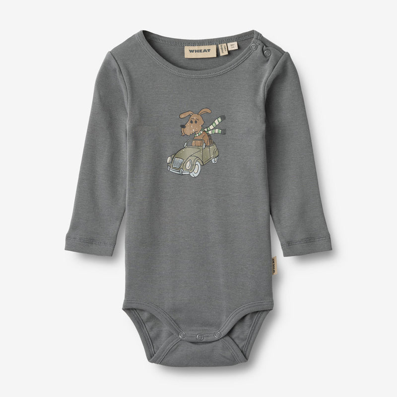 Wheat Main Langarm-Body Leo | Baby Underwear/Bodies 1201 stormy blue
