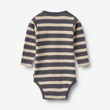 Wheat Main Langarm Babybody Freddie Body 1309 greyblue stripe