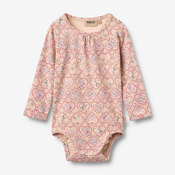 Wheat Main Langarm Babybody Liv Body 9876 magenta heart flowers